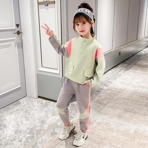Girls Sport Clothes Striped Clothing For Girls Coat + Pants 2PCS Clothes Girl Teenage Childrens School Clothing 6 8 10 12 Years