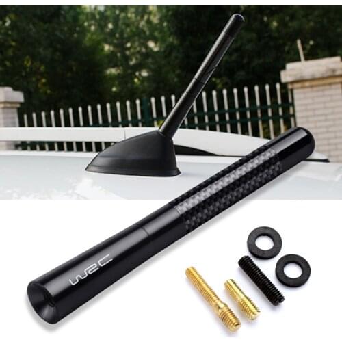 Car Styling 12cm Car Antenna WRC logo Carbon Fiber radio fm antena For Renault Mazda Kia modern Honda Opel Auto accessories