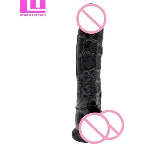 Utinta Leptura 19.5cm Whopper Black Realistic Dildos Sucker Dick for Women, Erotic Sex Toys Simulation Male Penis Adult Products