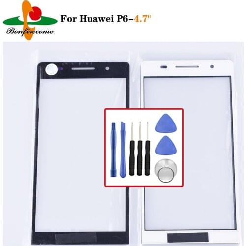 Outer Screen For Huawei Ascend P6 P6-C00 P6-U06 P6-T00 TD Front Touch screen Panel LCD Display Out Glass Cover Lens Replacement