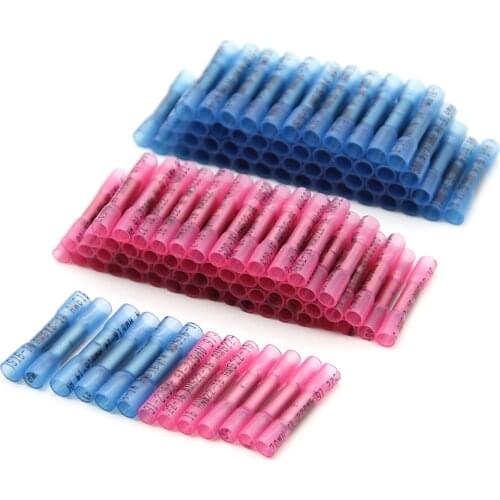 200PCS Waterproof Heat Shrink Butt Connectors Insulated Crimping Terminals Electrical Splice Wire Cable Crimp Connector