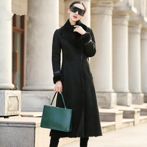 Fur Faced Double Coat Female Luxury Sheep Shearling Fur Winter Jacket Women Genuine Leather Jacket Korean Long Coats MY s