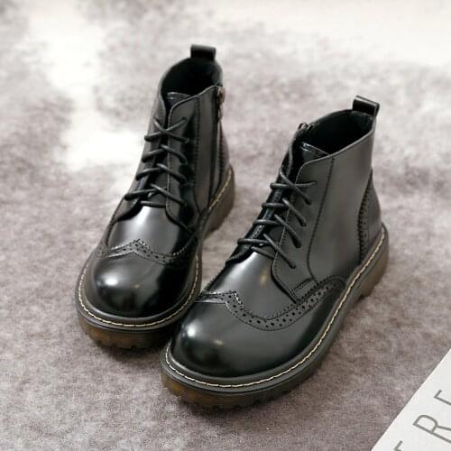 New Style Short Tube Retro British Style Literary Round Toe Brock Short Boots 35-40 Size Elegant Ankle Boots Woman Boots Autumn