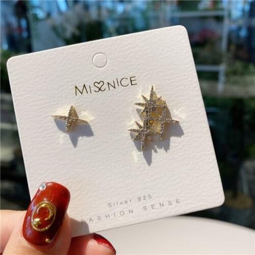 2020 New Crystal Flower stars Earrings for Women Fashion Jewelry Gold colour Rhinestones Earrings Gift for Party Best Friend