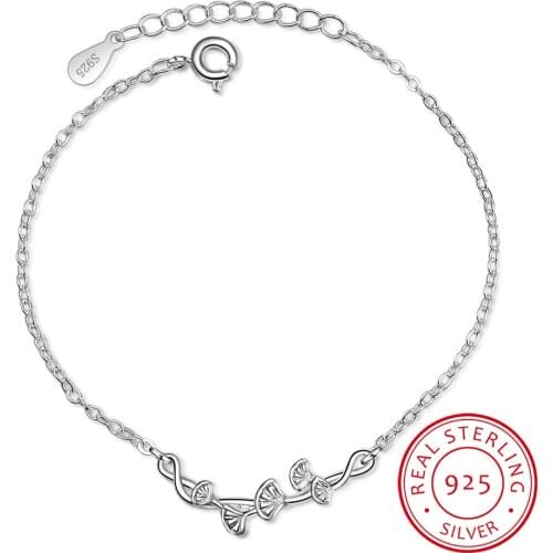 925 Sterling Silver Bracelet For Women Girl Lucky Ginkgo Leaves Bracelet pulseira 16CM+3CM Length S-B163