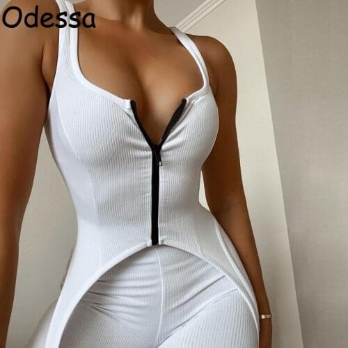 Odessa Sleeveless Summer Casual Tank Top 2021 Sexy Y2k Off Shoulder Irregular Zipper Patchwork Skinny Knitted Tshirt Women Vest