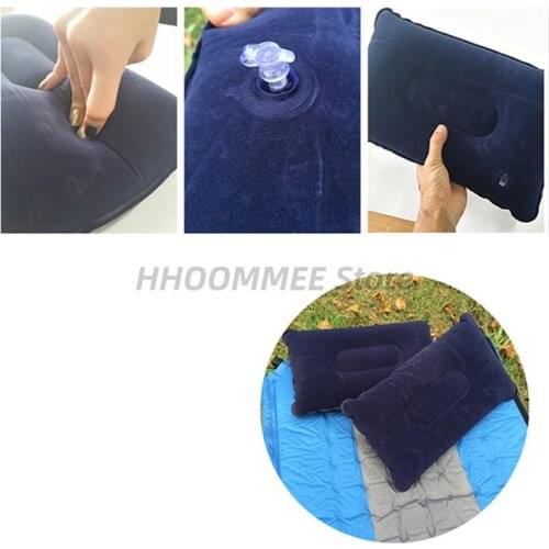 1PC Head Rest Bed Sleep Portable Inflatable Pillow Travel Air Cushion Double Sided Flocking Cushion Camp Beach Car Plane Hotel