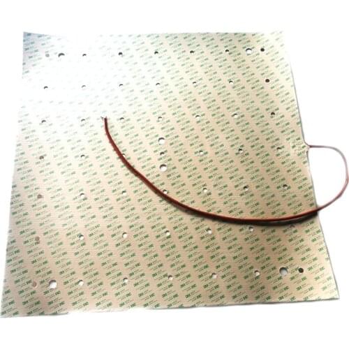 120V 2500W 800*800*1.5mm Silicone Heater for 3d printer adhesive 1 side 55 holes on pad 1000mm lead wire