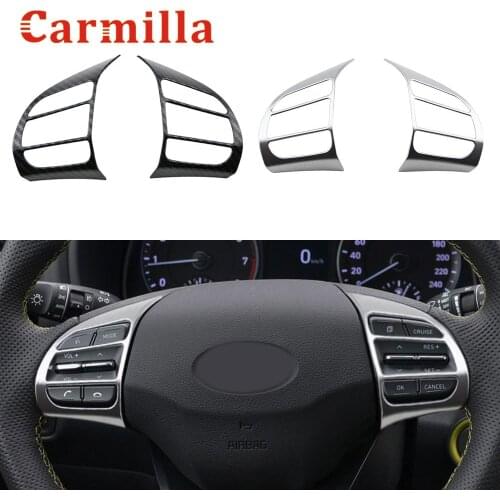 2pcs Car Steering Wheel Cover Frame Trim Insert Sticker for Hyundai Kauai Kona 2017 2018 2019 2020 2021 SUV Car Accessories