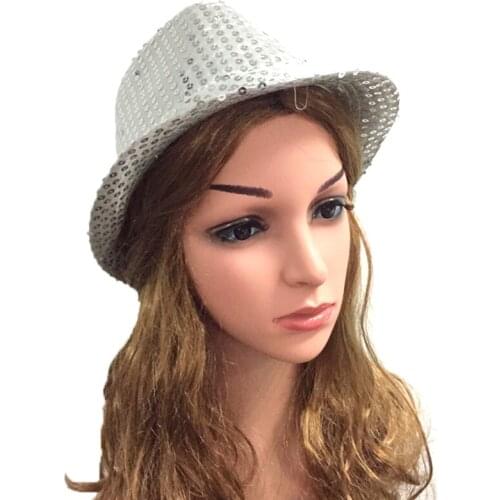 20pcs/lot Woman Man Kids Sequins Light Led Hat Hip Hop Jazz Hats Cap Flashing Party Supplies Wedding Halloween Christmas Supply