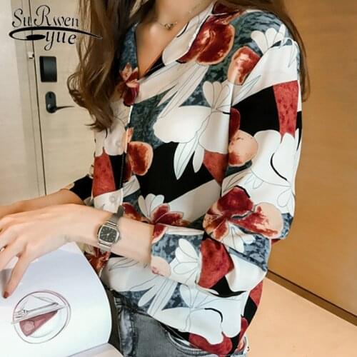 2019 plus size M-4XL woman blouses Fashion women blouse shirts print blouse long sleeve shirt women feminine blusas 1176 40