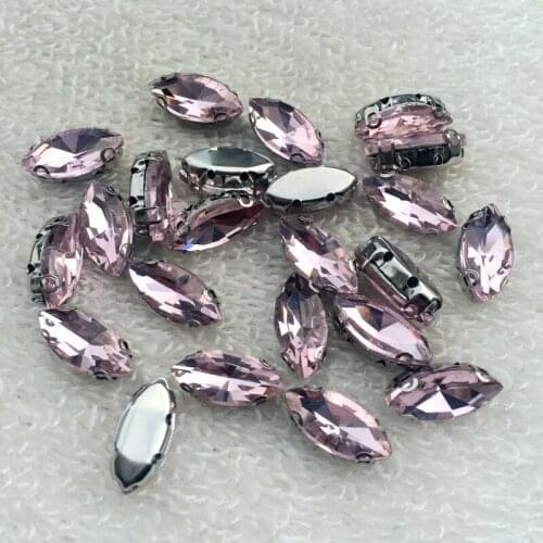 60pcs 7*15mm diy wedding handmade materials accessories Glass claw drilling crystal buttons with holes hand Sew On Rhinestone