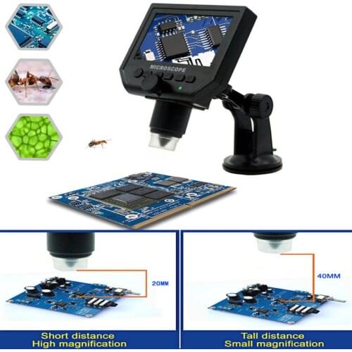 600X electronic USB microscope digital welding video microscope camera 4.3 inch LCD endoscope magnifier + LED