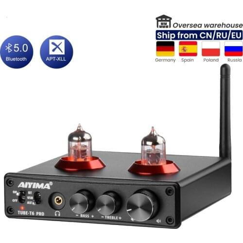 AIYIMA HIFI Tube 6*1n Preamplifier Buletooth Preamp HD Audio Headphone Amplifier PC USB DAC Tone Control Home Theater System