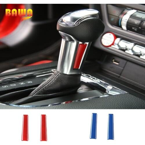 BAWA ABS Car Interior Gear Lever Shift Knob Trim Decoration Stickers For Ford Mustang 2015 Up Car Styling