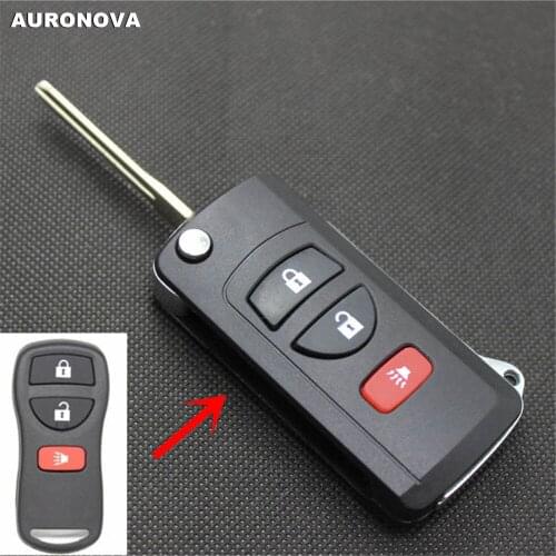 AURONOVA Modified Flip Folding Remote Car Key Shell Case For NISSAN Pathfinder Titan Versa Maxima Frontier Xterra Murano Tiida