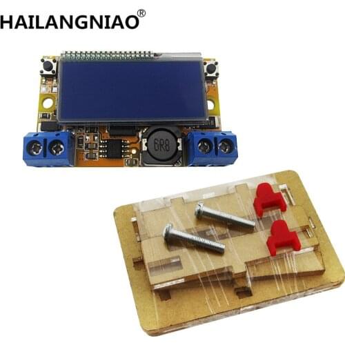 Diy kit DC-DC adjustable step-down Regulated power supply module Belt voltmeter ammeter Dual Display With Acrylic Case
