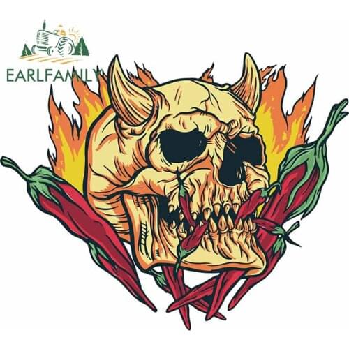 EARLFAMILY 13cm x 10.5cm For Skull Devil Car Bumper Decal Windows Car Stickers Trunk Decals Air Conditioner Refrigerator Decor