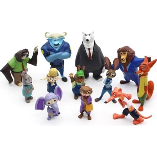 12pcs/set Disney Pixar Crazy Animal City Zootopia Zootropolis toy Action Figure doll Judy anime cosplay children PVC toy gift