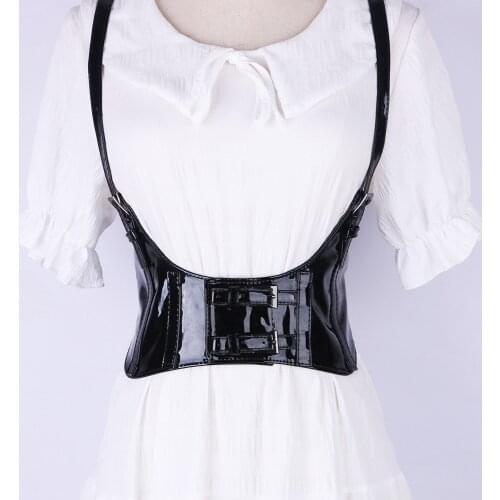 Elastic Belts Cummerbund for Women Decoration Black Leather Female Waist Underbust Corset Gorset Slimming Strap Rubber Girdle