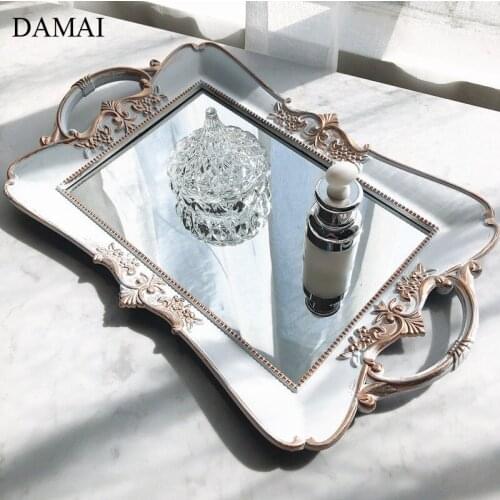 European Vintage Storage Trays Decorative Relief Craft Dressing Table Cosmetic Jewelry Display Tray Home Living Room Decoration