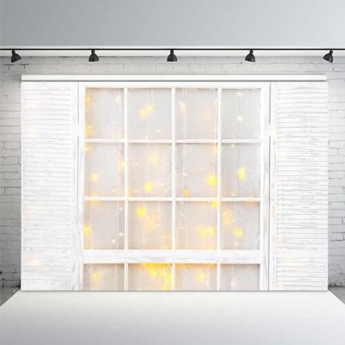 Photography Backdrop Christmas Old Window Bear Gift Decor Forest Snow Background Photo Portrait Shoot Prop Photocall