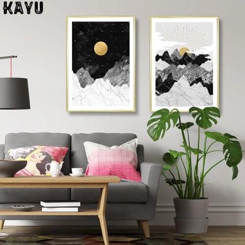 Moon Stars Art Print Rock Formation Poster Sunrise Mountains Canvas Painting Wall Art Pictures For Living Room Modern Home Decor