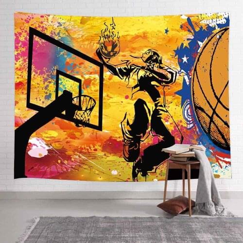 Simsant Street Basketball Tapestry Sports Theme Boys Fans Art Wall Hanging Tapestries for Living Room Home Decor Banner