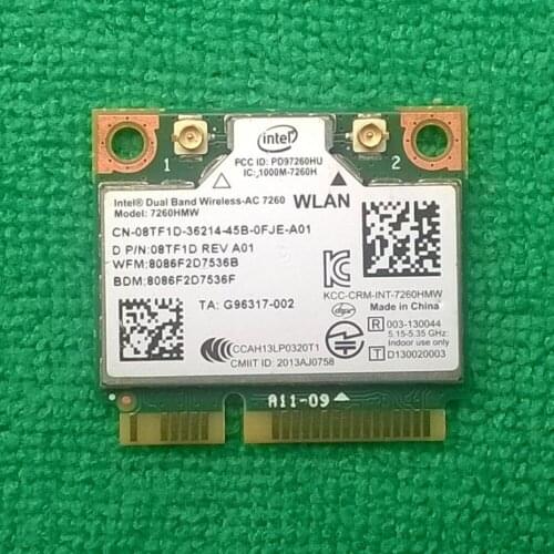 Int Dual Band Wireless-AC 7260 Wifi & Bluetooth 4.0 Card 7260NGW , D P/N: 08TF1D