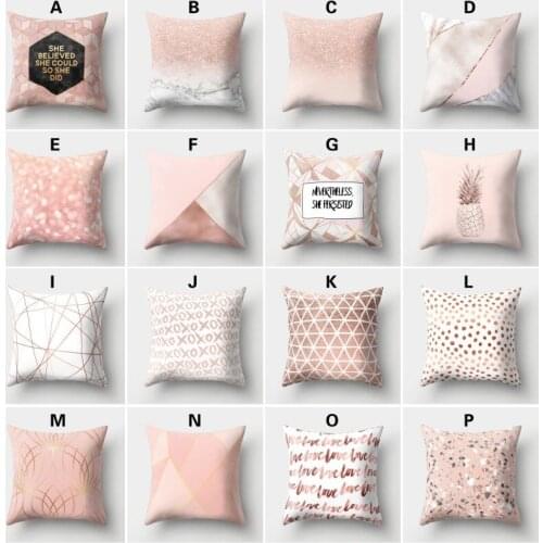 1PC 45x45cm Polyester Square Pillowcase Elegant Sofa Rose Gold Cushion Cover Trendy Beautiful Pillow Protector Home Decoration
