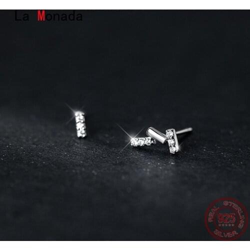 La Monada Small Asymmetrical 925 Silver Earrings For Women Minimalist Korean 925 Sterling Silver Earrings Stud Jewelry For Women