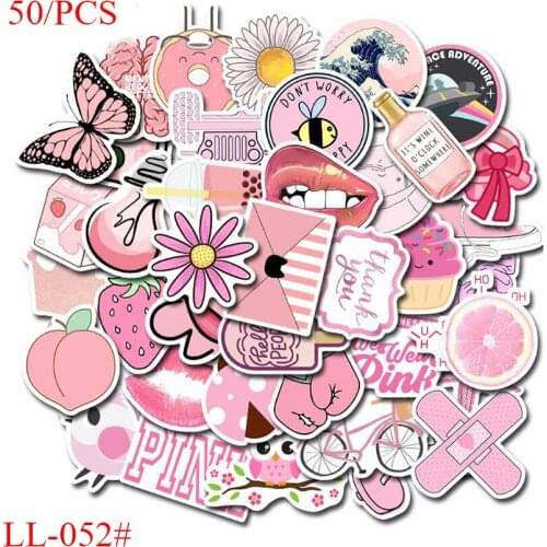 LL-052# 50/pcs Cute pink little fresh PVC sticker Personalized graffiti sticker Bike Phone Sliding Plate Graffiti Styling
