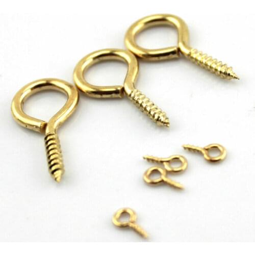 10 pcs Small Tiny Mini Eye Pins Eyepins Hooks Eyelets Screw Threaded Gold Clasps Hooks Jewelry Findings For Making DIY
