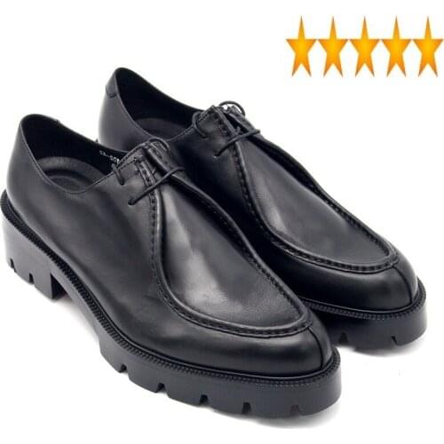 Pointed European 2021 Mens New Footwear Lace Up Red Thick Bottom Casual Shoes Men Genuine Leather Handmade High Heel 5CM 34-45