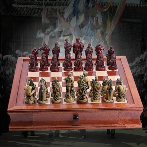 Ancient Rome Chess Set High Quality Collection Decoration Chessman with Mahogany Wooden Board