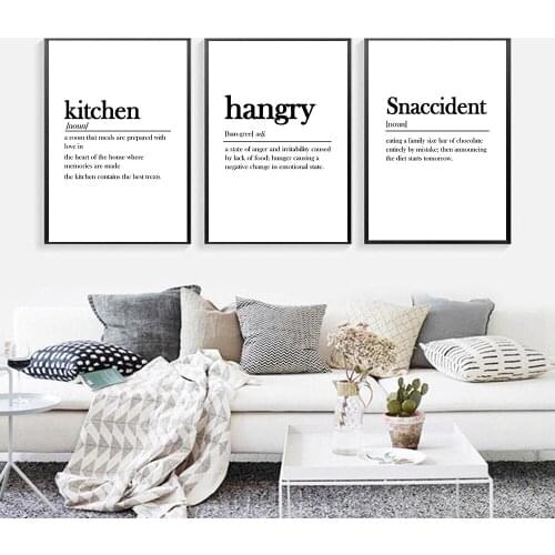 Kitchen Dining Room Wall Art Prints Decorative Pictures Nordic Black White Posters Snaccident Quotes Wall Art Canvas Paintings