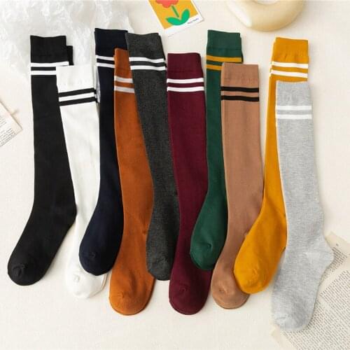 New fashion Hot sale Two Bars Cotton Socks Women Black white Yellow green Funny Harajuku Girls Cute Socks High Quality Socks