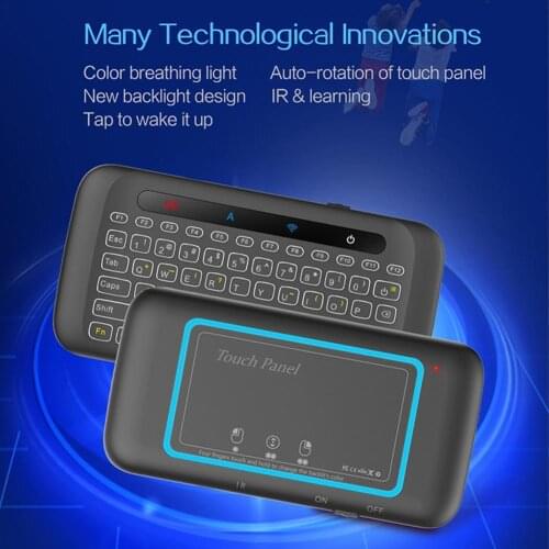 New Double-Sided Mini Wireless Keyboard Full Screen Touchpad Adjustable Backlight Auto-Rotation 2.4 Ghz Wireless Keyboard