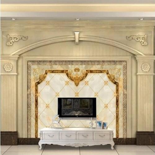 European-Style Background Wallpaper Simple Modern with Frame Shape 8D Wall Covering Fabric Living Room Atmospheric Wallpaper