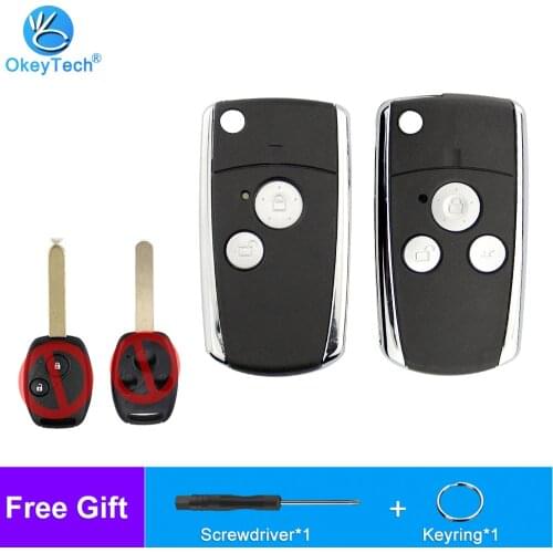 OkeyTech For HONDA Accord Civic CRV Pilot Fit CRV ODYSSEY Car Styling Update 3 Buttons Car Remote Flip key shell Fob Uncut Blade