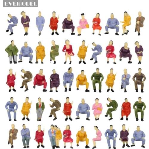 P4302 50pcs O Scale All Seated Sitting Figures 1:50 Scale Seated Model Railway People Scenery Miniature