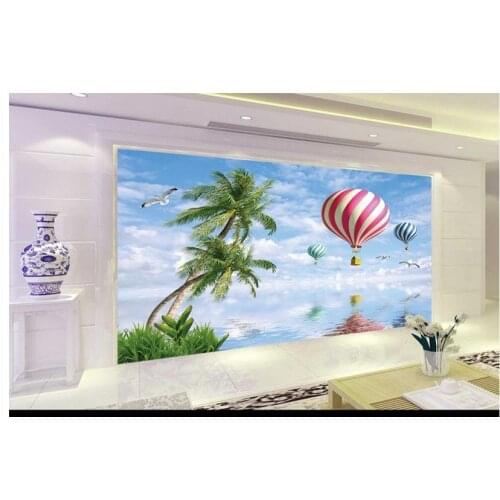 Custom wallpaper 3d wall murals wallpaper Mediterranean landscape Hot air balloon TV background wall papers for living room