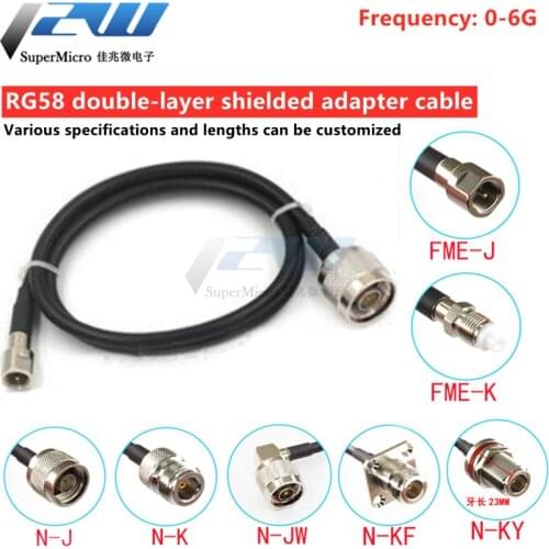 RF radio frequency high frequency adapter cable FME-JK to N type N outer screw inner hole 4 hole flange RG58 extension cable
