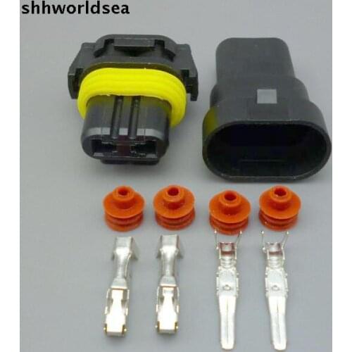 Shhworldsea 5/30/100set 2Pin HID HB3 9005 car connector,Auto head lamp plug,Car Waterproof Electrical connector kit