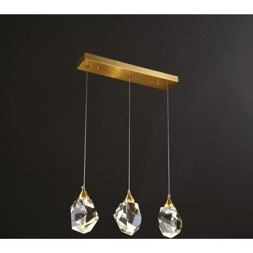 Modern Crystal Kitchen Hanging Lights Nordic Restaurant Room Bar Luxury Led Pendant Lights Fixtures Indoor Hanglamp WF1014