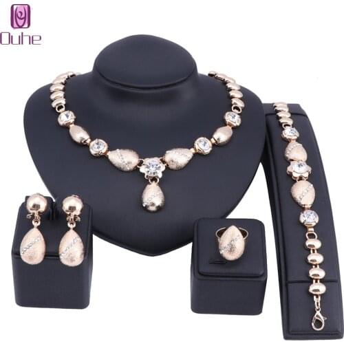 Bridal Gift Nigerian Woman Wedding African Beads Jewelry Set Fashion Dubai Gold Color Jewelry for Wholesale Costume New Design