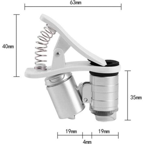Universal Phone Microscope Magnifier Lens Clip-on 60X Microscope with LED & UV Light, Cell Phone Mobile Phone Camera Lens