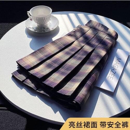2021 spring summer new purple pleated skirt short skirt women JK uniform skirt Korean plaid skirt faldas para punk skirt