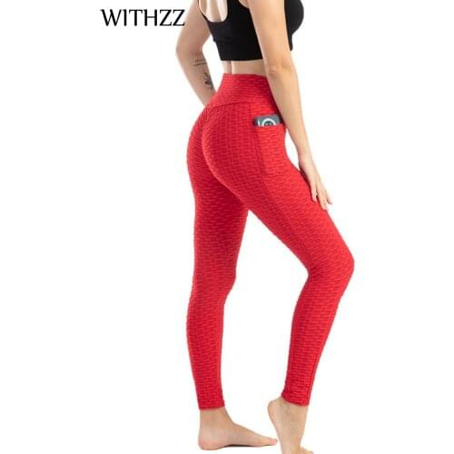 WITHZZ Women Leggins Elbows for Fitness Legins Push Up Workout Jeggings Tayt Sportleggings Active Wear Pocket Womans Leggings