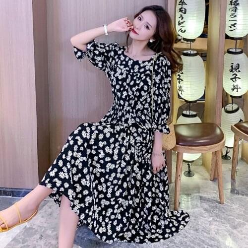 20839# Maternity Clothes Summer Short Sleeves Easy Matching Loose Stylish Floral Dress Pregnant Women Mom Dress